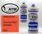 Preview: Mitsubishi, Sienna Red Metallic, R27: 400ml Sprühdose + 400ml Klarlack - Set, von ATW Autoteile West.